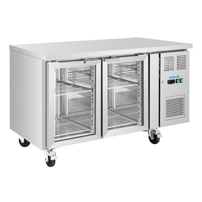 Polar U-Series Two Door Counter Fridge with Glass Doors - UA068