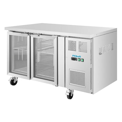 Polar U-Series Two Door Counter Fridge with Glass Doors - UA068