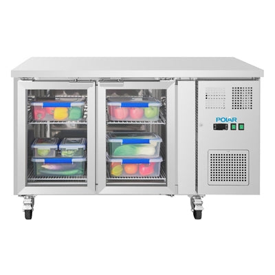 Polar U-Series Two Door Counter Fridge with Glass Doors - UA068