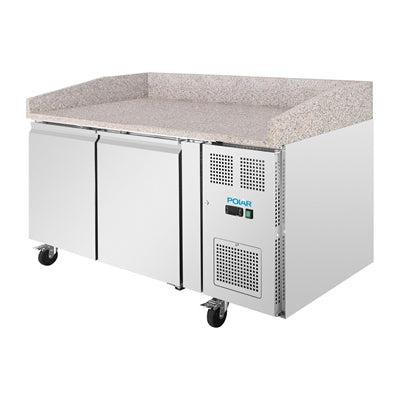 Polar U-Series Double Door Pizza Counter with Granite Top 428Ltr - UA081