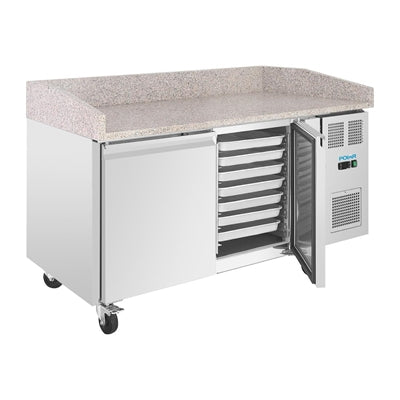 Polar U-Series Double Door Pizza Counter with Granite Top 428Ltr - UA081