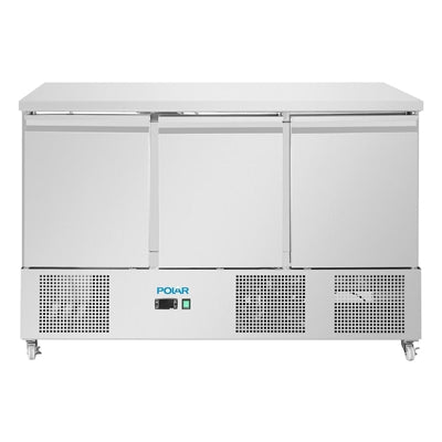 Polar U-Series Ventilated Triple Door Counter Fridge 400Ltr - UA090