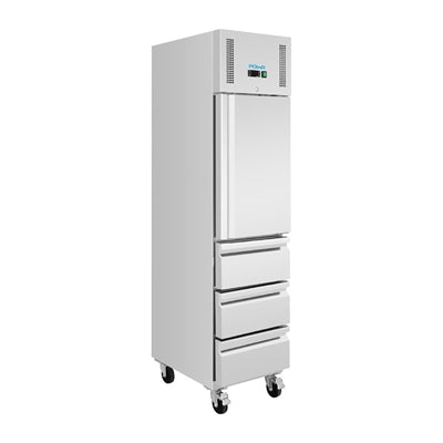 Polar U-Series Single Door & 3 Drawer Slimline GN Cabinet Fridge 292Ltr - UA113