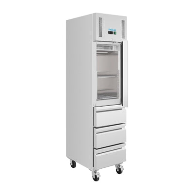 Polar U-Series Single Door & 3 Drawer Slimline GN Cabinet Fridge 292Ltr - UA113