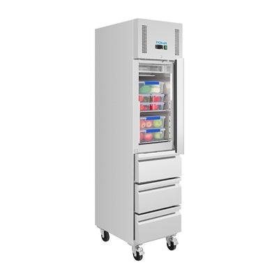 Polar U-Series Single Door & 3 Drawer Slimline GN Cabinet Fridge 292Ltr - UA113
