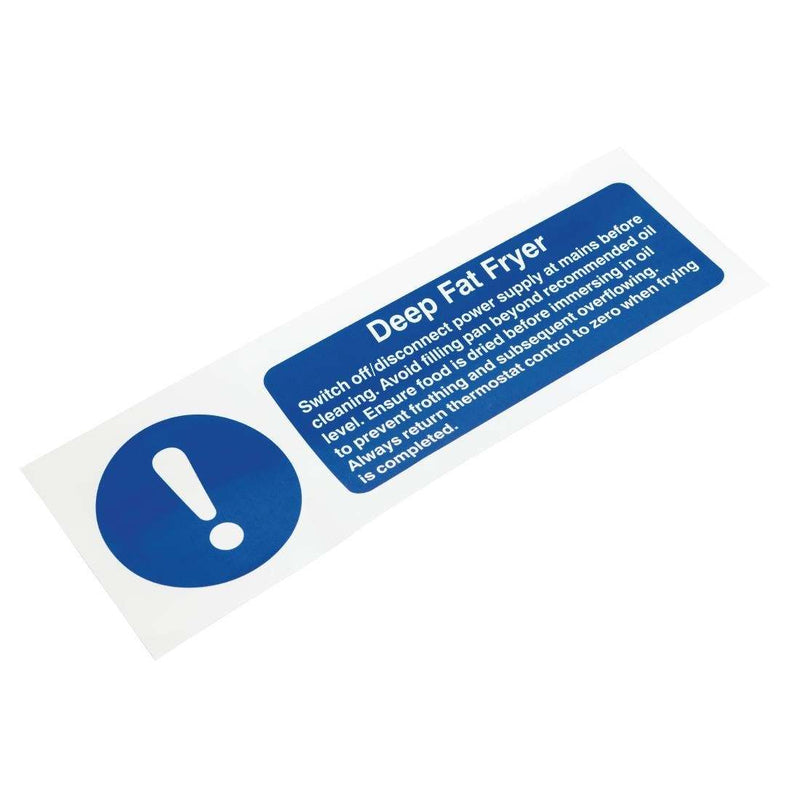 Vogue Deep Fat Fryer Safety Sign W198