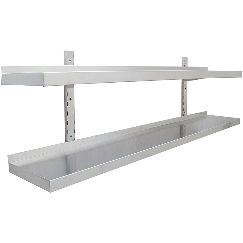 Height Adjustable Wall shelf 2 levels 2000x400mm Stainless steel - THWBS2R204