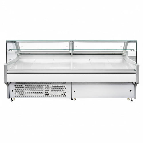 Serve over Deli counter White front Straight glass front Width 2580mm - BLUEL134