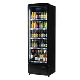 Prodis XDA600-P-K-LE 377L Black Single Door Display Fridge — front view closed door