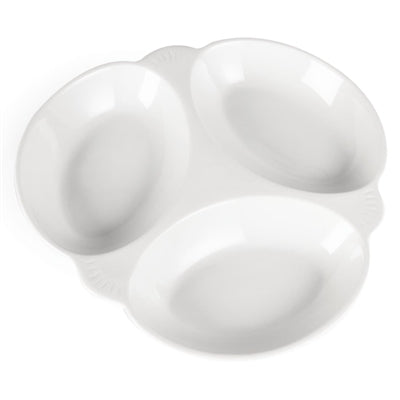 Olympia Whiteware Vegetable Dishes 3 Section 250mm (6 Pack) - Y099