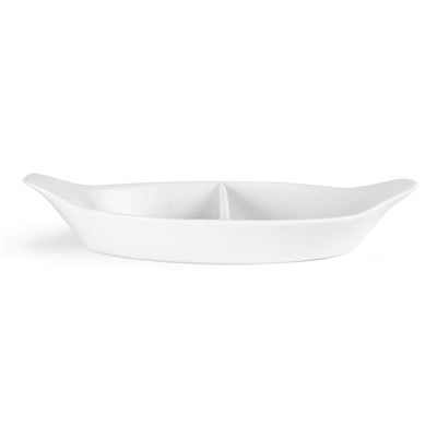 Olympia Whiteware Divided Oval Eared Dishes 295x155mm (6 Pack) - Y100