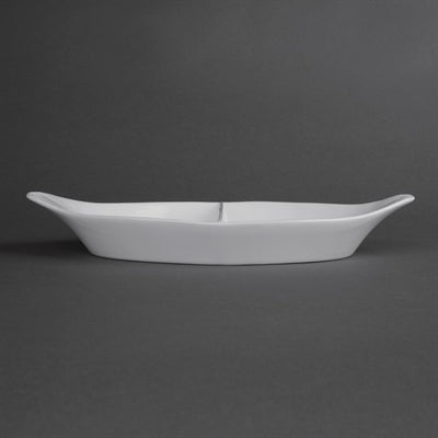 Olympia Whiteware Divided Oval Eared Dishes 295x155mm (6 Pack) - Y100