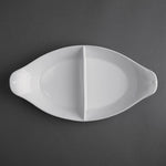 Olympia Whiteware Divided Oval Eared Dishes 295x155mm (6 Pack) - Y100