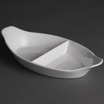 Olympia Whiteware Divided Oval Eared Dishes 295x155mm (6 Pack) - Y100