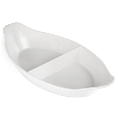 Olympia Whiteware Divided Oval Eared Dishes 295x155mm (6 Pack) - Y100